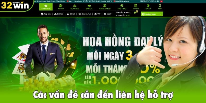 Các vấn đề cần đến liên hệ hỗ trợ